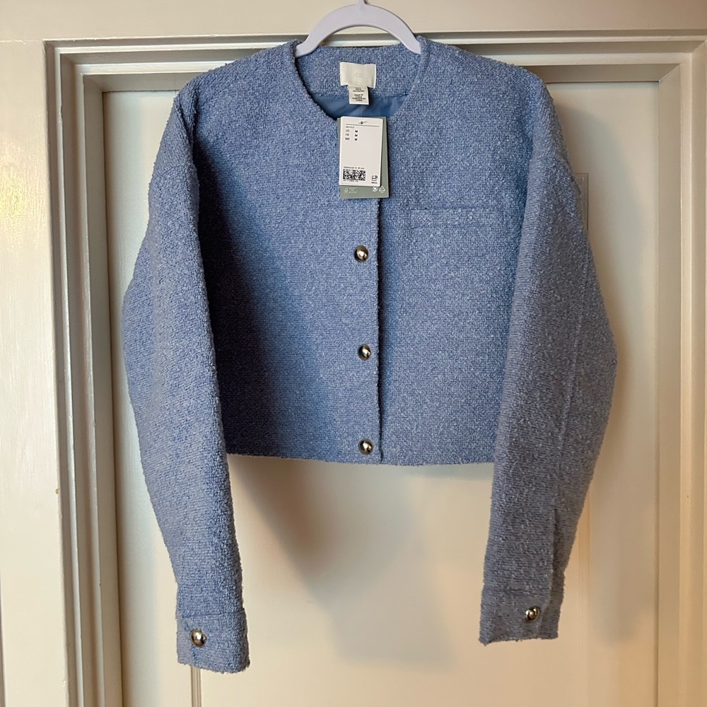 H&M Blue Textured Blazer